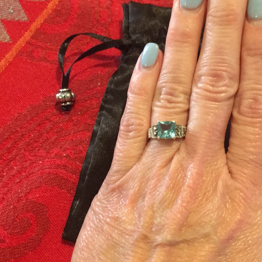 Silver ring with aquamarine stone